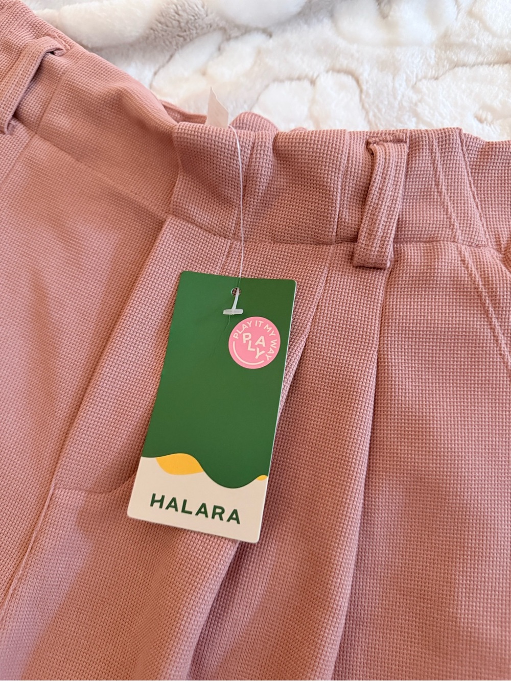 Halara Wide Leg Waffle Knit High Waist Pants in Dusty Rose Sz XS NWT D18 - Picture 2 of 4